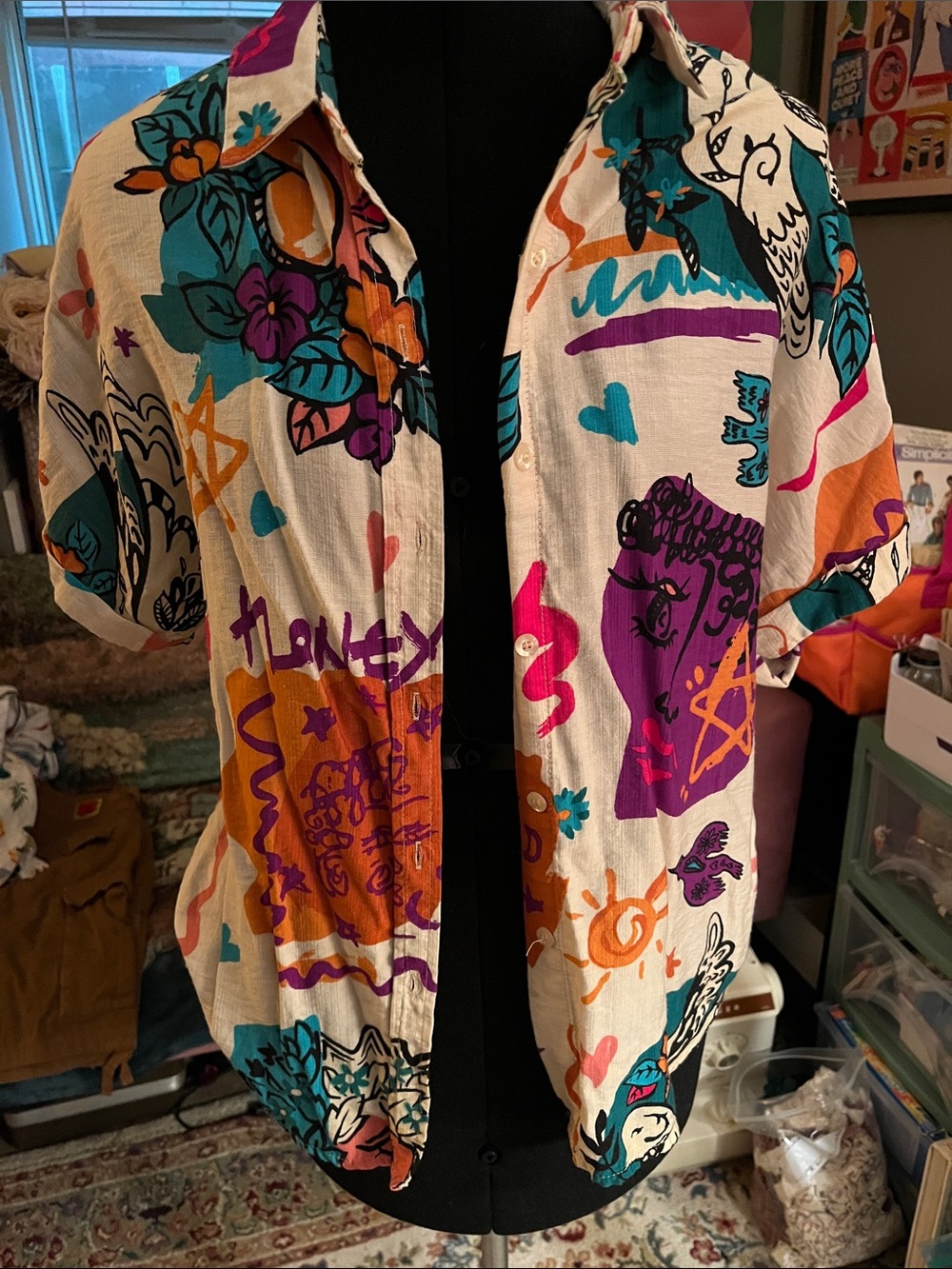 Men’s Colorful Graphic Button Up